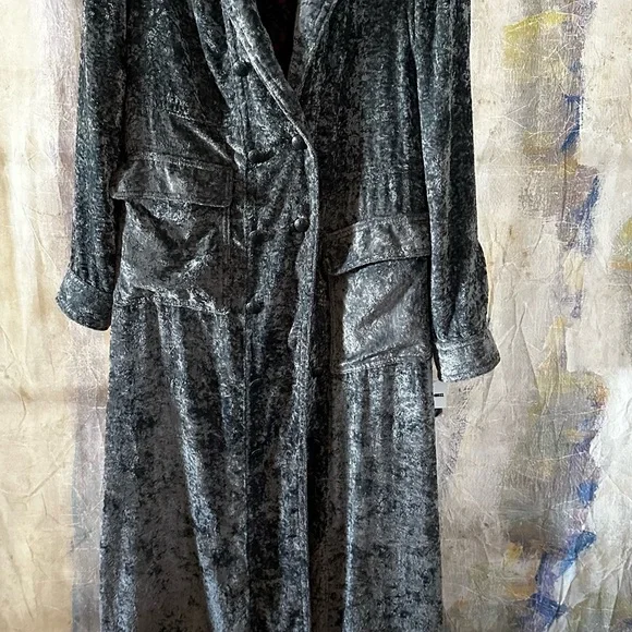 Free People Soho Crushed Velvet Duster Trench Jacket - Picture 4 of 11